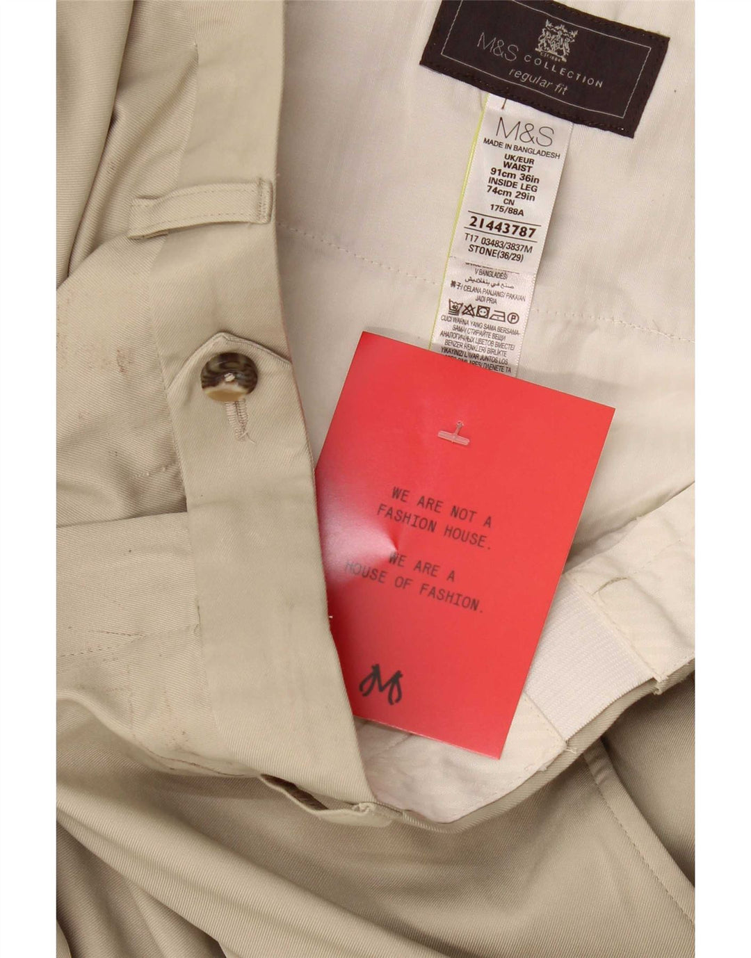 Marks & Spencer Herren-Anzughose in normaler Passform, W36, L29, Beige, Polyester
