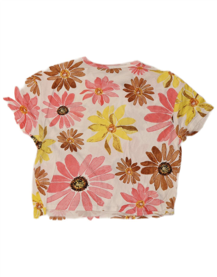 Übergroßes Grafik-T-Shirt-Oberteil von ZARA für Damen, Gr. 10, klein, mehrfarbig, mit Blumenmuster