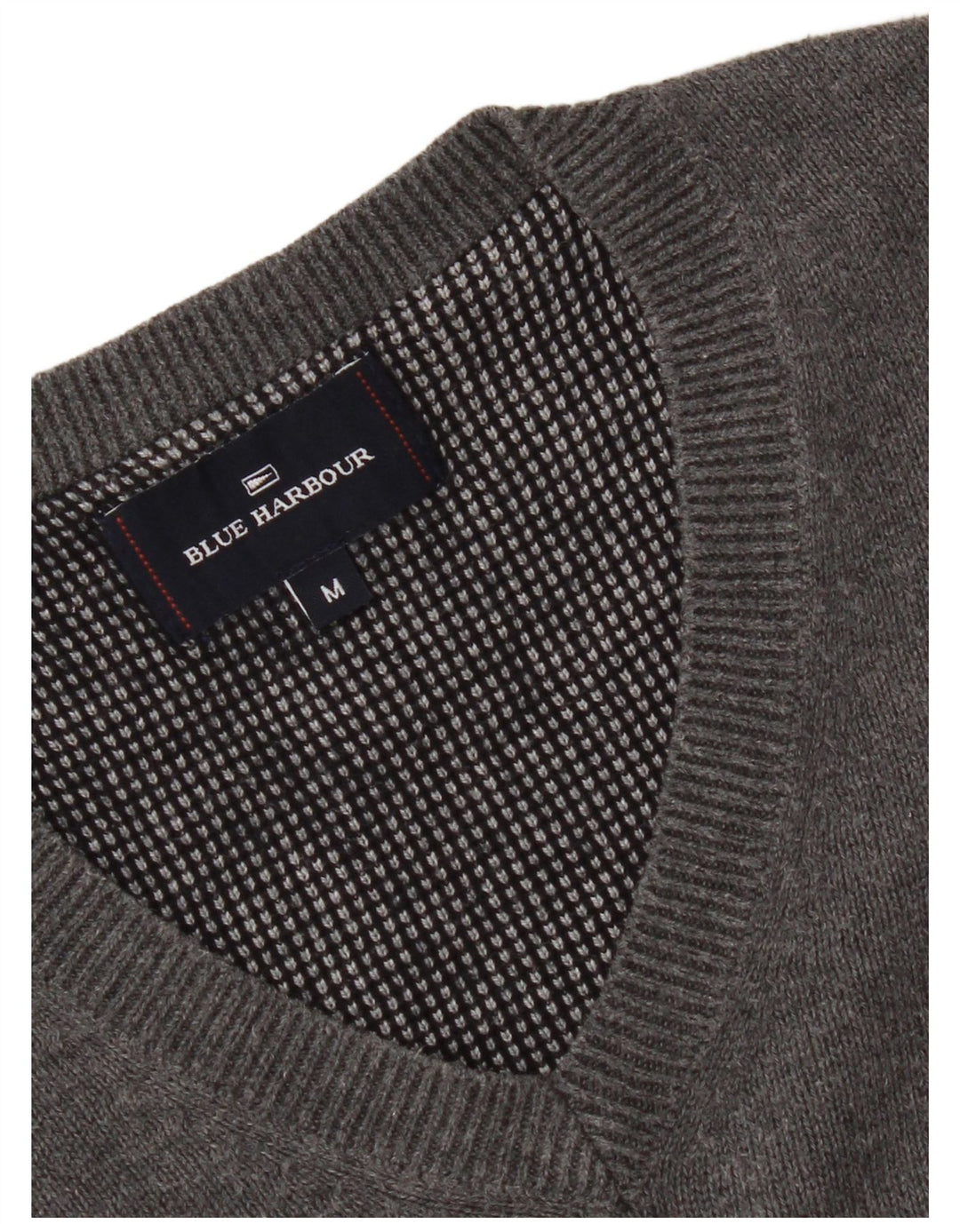 Marks & Spencer Herren-Pullover „Harbor“ aus mittelgrauer Baumwolle mit V-Ausschnitt in Blau