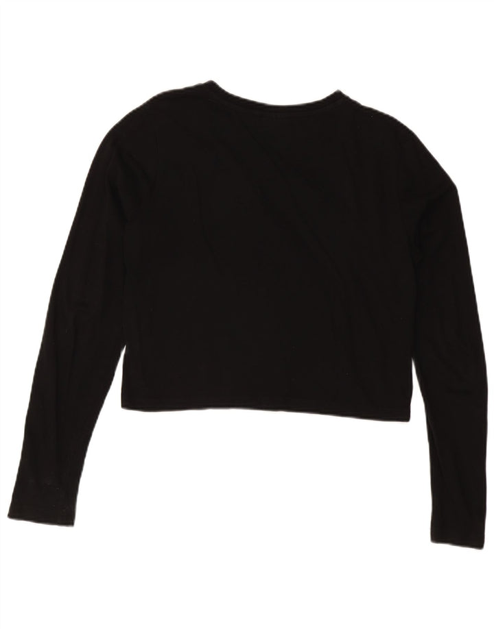 FILA Damen Crop Graphic Top Langarm UK 14 Medium Schwarz