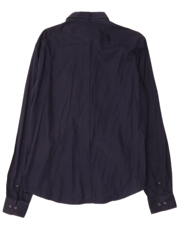 Dkny Herrenhemd, groß, marineblau, Gingham-Baumwolle