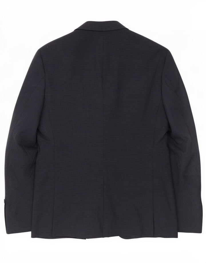 Zara Herren-Blazer mit 2 Knöpfen, EU 48, mittleres Marineblau mit Hahnentrittmuster