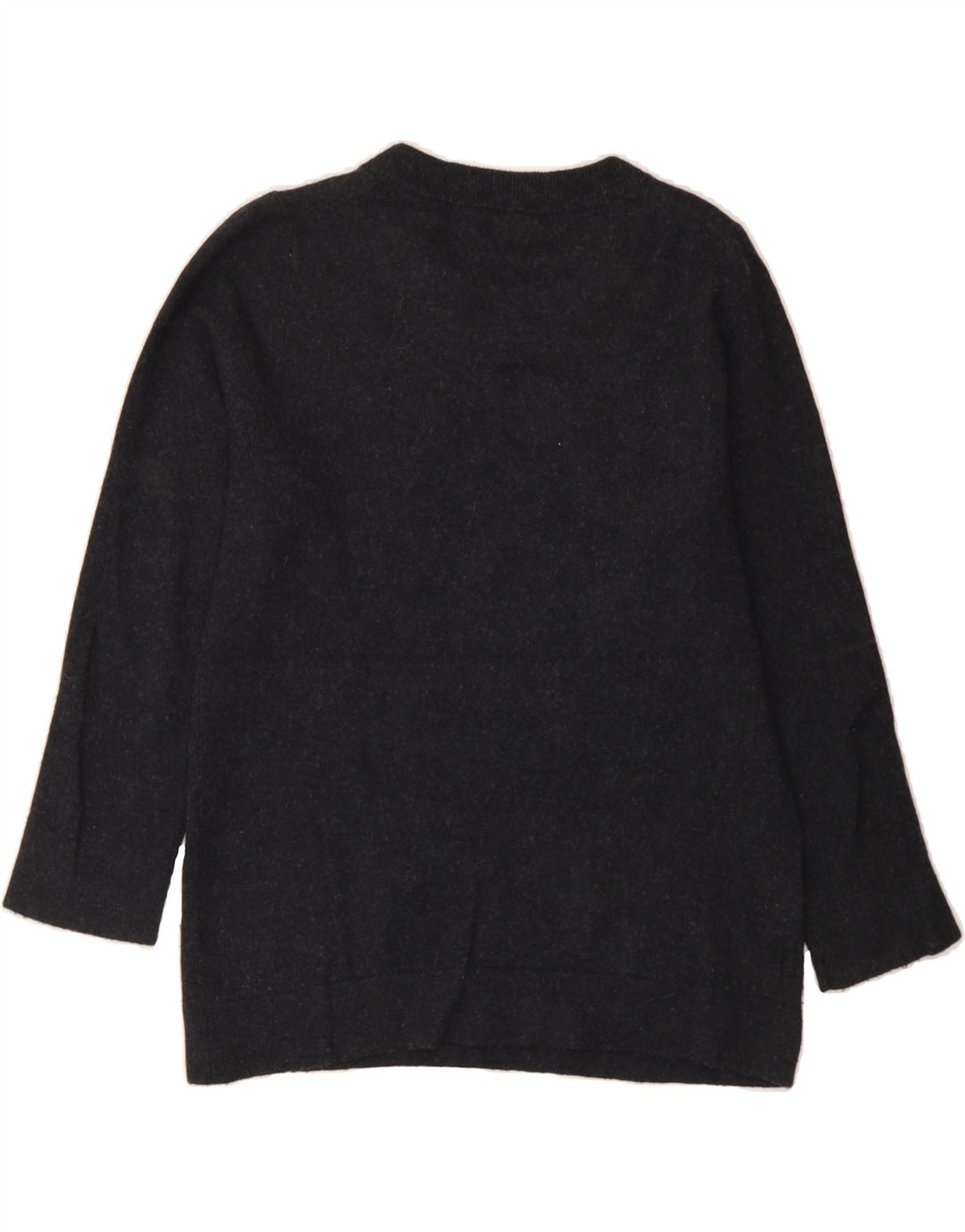 JAEGER Womens 3/4 Sleeve Crew Neck Jumper Sweater UK 12 Medium Grey Wool Vintage Jaeger and Second-Hand Jaeger from Messina Hembry 