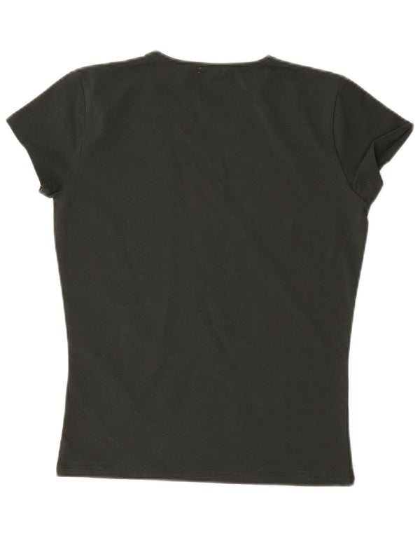 MASSIMO DUTTI Damen T-Shirt Top UK 10 Small Grüne Baumwolle