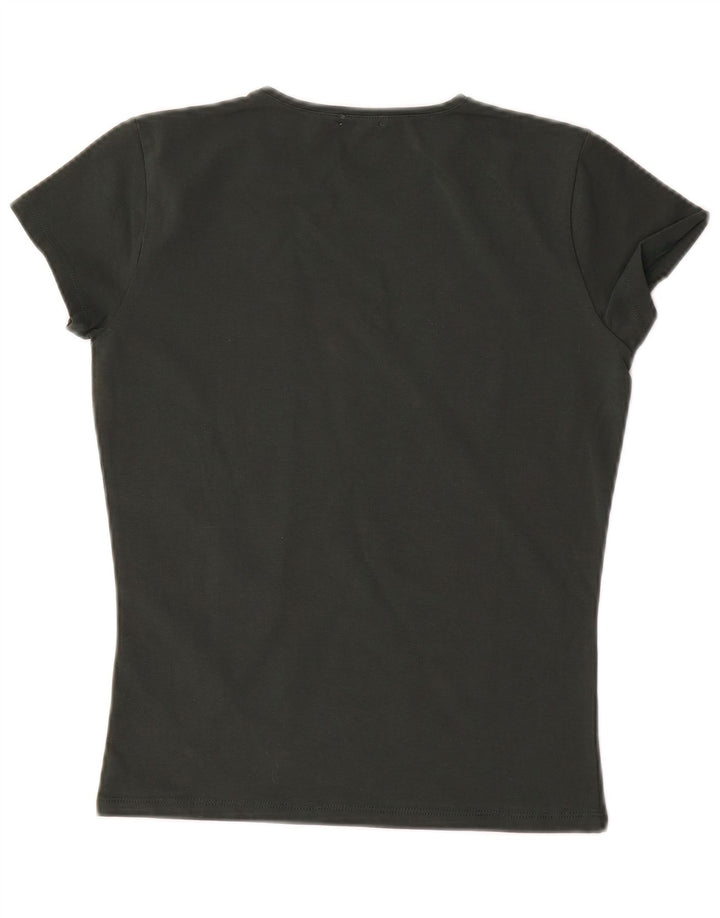 MASSIMO DUTTI Damen T-Shirt Top UK 10 Small Grüne Baumwolle