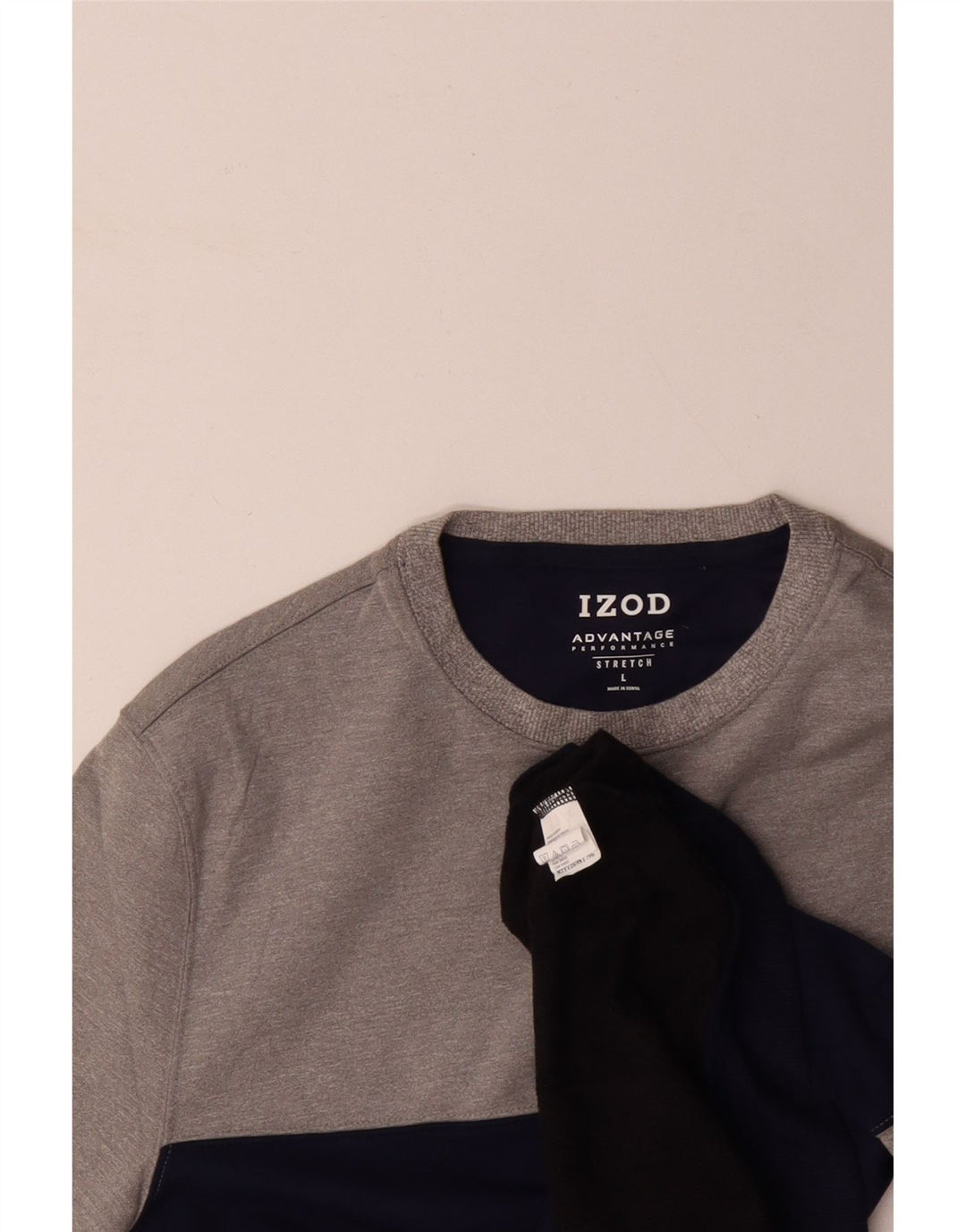 IZOD Mens Sweatshirt Jumper Large Navy Blue Colourblock Polyester Vintage Izod and Second-Hand Izod from Messina Hembry 