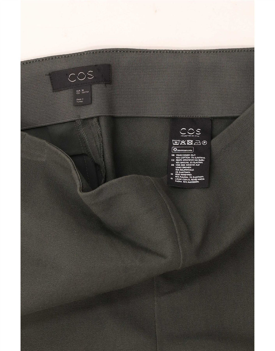 Cos Damen-Freizeithose, normal, EU 38, mittelgroß, B28, L26, grüne Baumwolle