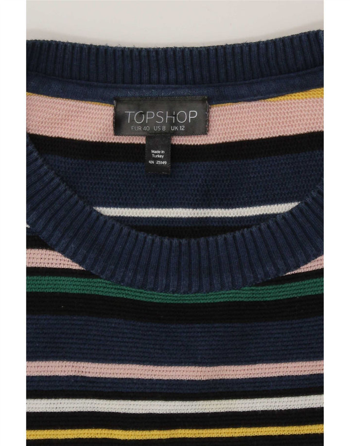 Topshop Damen-Pullover mit U-Boot-Ausschnitt, Größe M, mehrfarbig, gestreift, UK 12