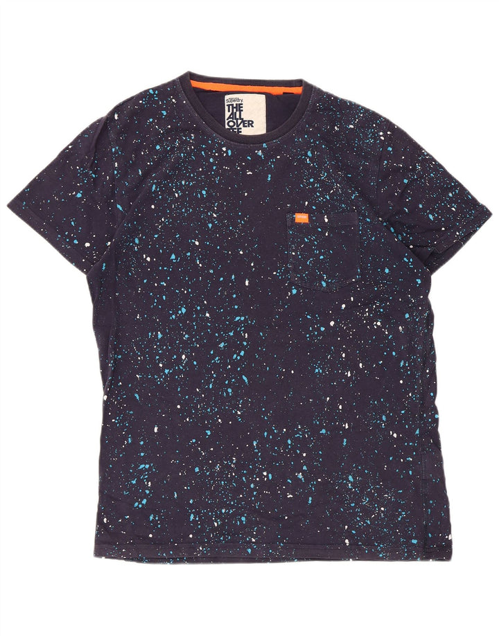Superdry Herren-T-Shirt-Oberteil, groß, marineblau gepunktete Baumwolle