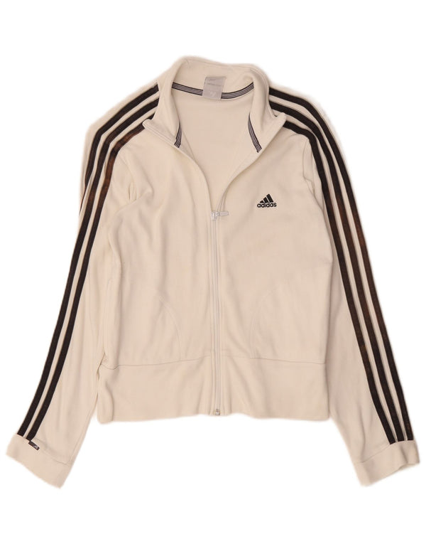 Adidas Damen Trainingsanzug Top Jacke UK 12 Mittelweiße Baumwolle