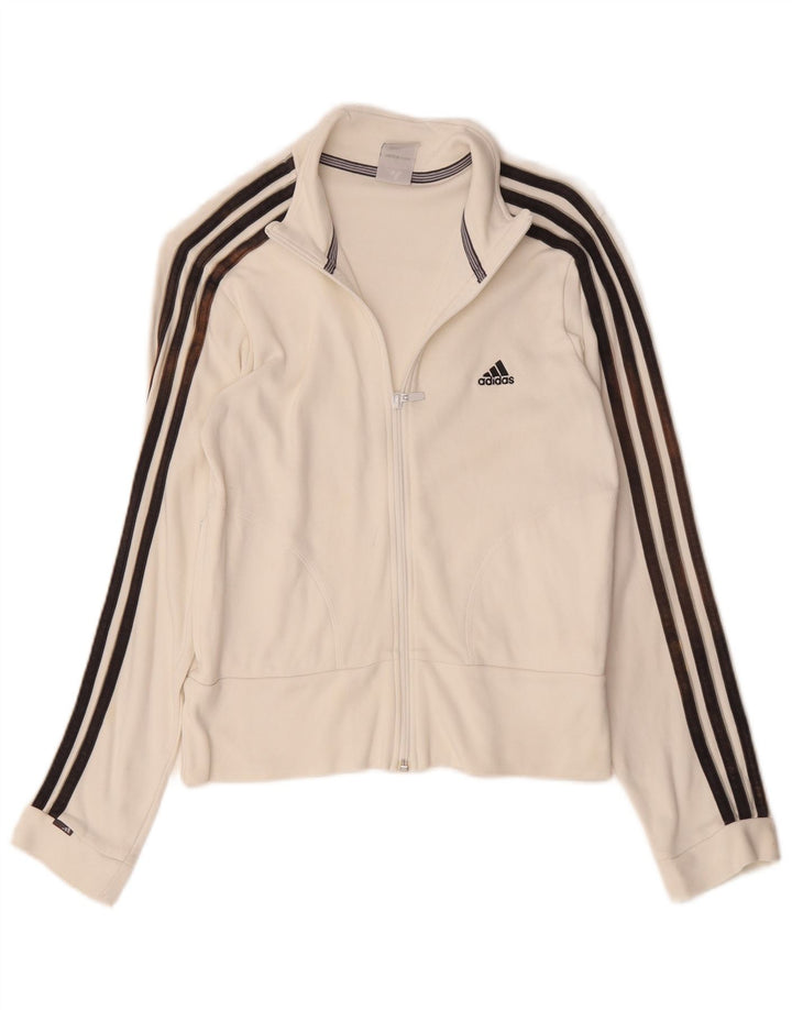 Adidas Damen Trainingsanzug Top Jacke UK 12 Mittelweiße Baumwolle
