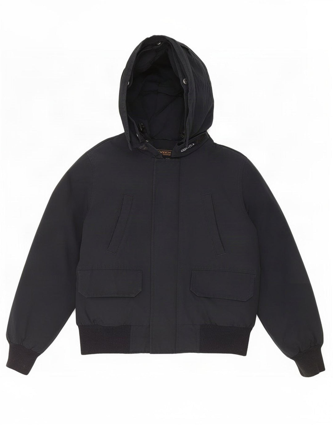 Woolrich Wattierte Jungenjacke mit Kapuze, 9–10 Jahre, schwarze Baumwolle