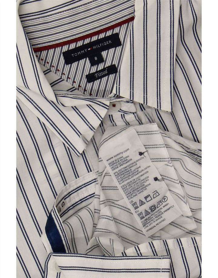 TOMMY HILFIGER Womens Fitted Shirt US 8 Medium White Pinstripe Cotton Vintage Tommy Hilfiger and Second-Hand Tommy Hilfiger from Messina Hembry 