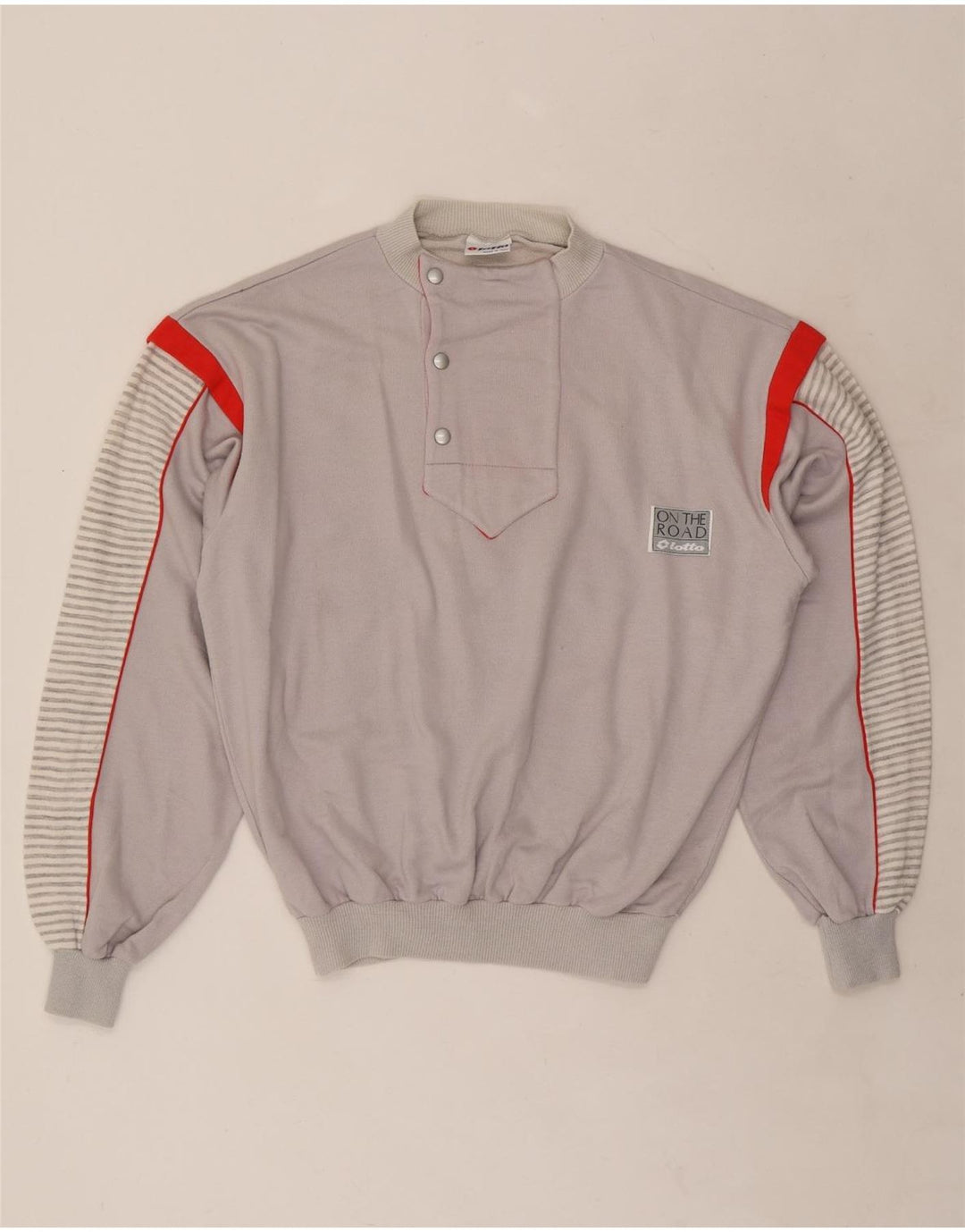 LOTTO Damen-Sweatshirt mit Knopfkragen, Gr. 14, Mittelgrau, Nadelstreifen