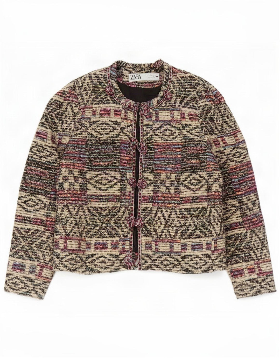 Zara Damen-Blazer, übergroß, Gr. 10, klein, mehrfarbig, geometrisch