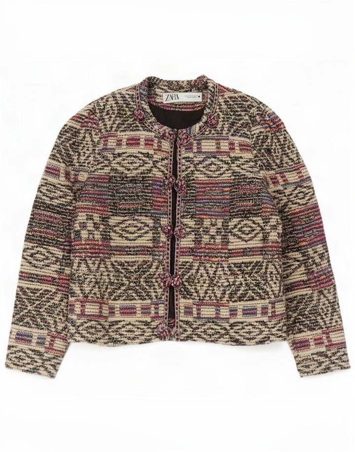 Zara Damen-Blazer, übergroß, Gr. 10, klein, mehrfarbig, geometrisch