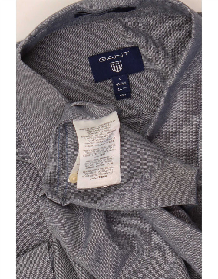 Gant Slim-Hemd für Herren, Größe 41/42, 16 1/2, große blaue Baumwolle