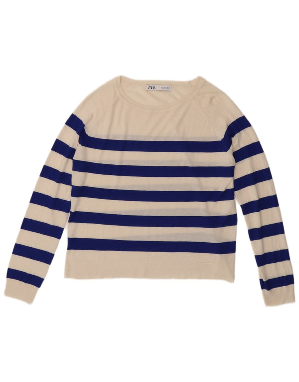 Zara Damen Bolero Top UK 10 Small Off White gestreift