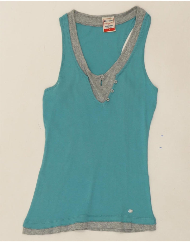 CHAMPION Womens Heritage Fit Vest Top UK 12 Medium Blue Vintage Champion and Second-Hand Champion from Messina Hembry 