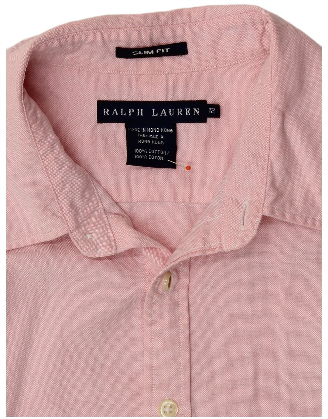Ralph Lauren Damen Slim Fit Hemd US 12 Large Rosa Baumwolle