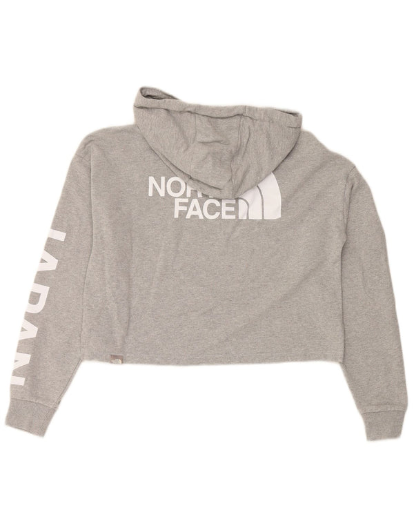 THE NORTH FACE Damen Crop Graphic Hoodie Pullover UK 14 Mittelgraue Baumwolle