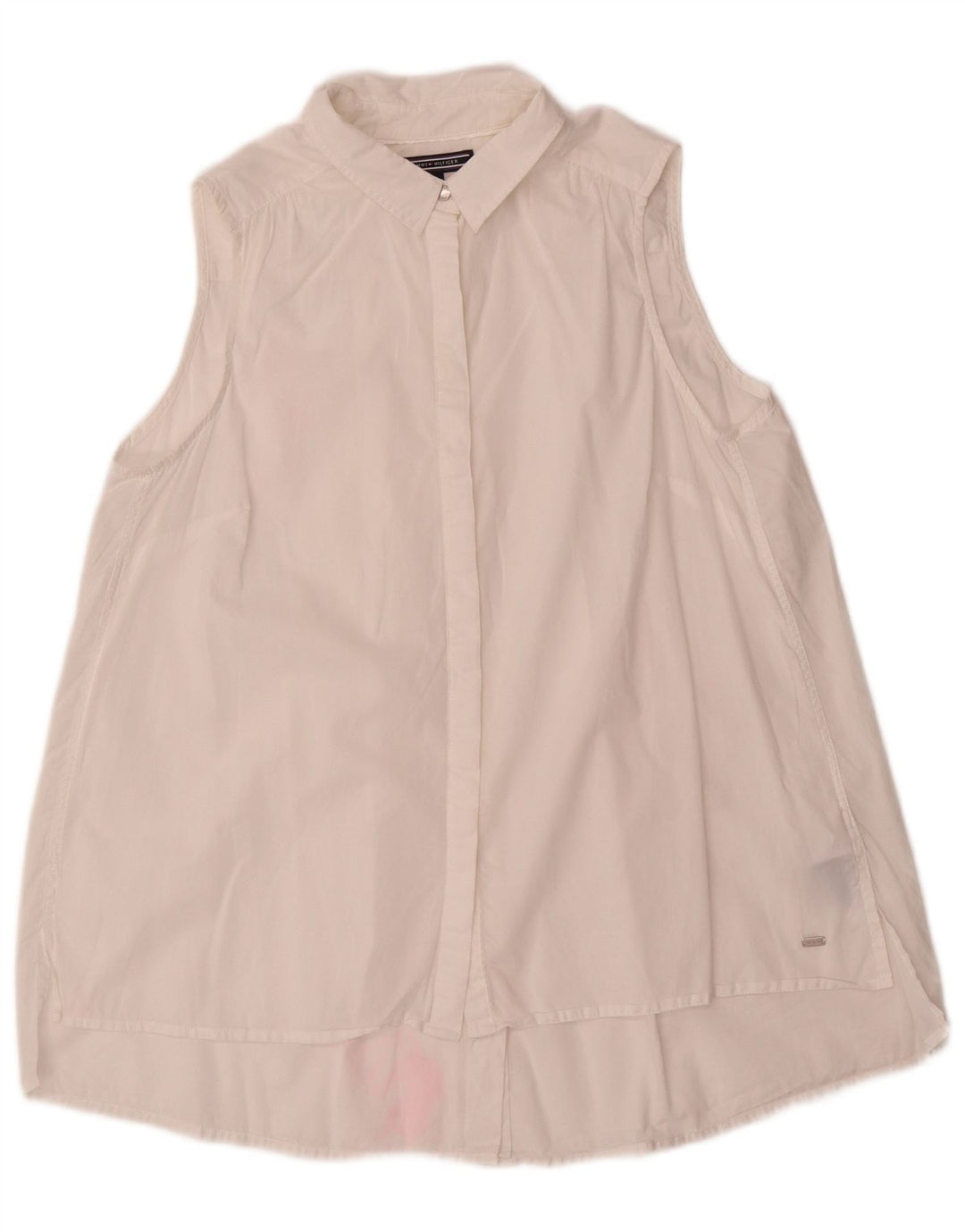 Tommy Hilfiger Damen ärmellose Hemdbluse US 6 Mittelweiße Baumwolle