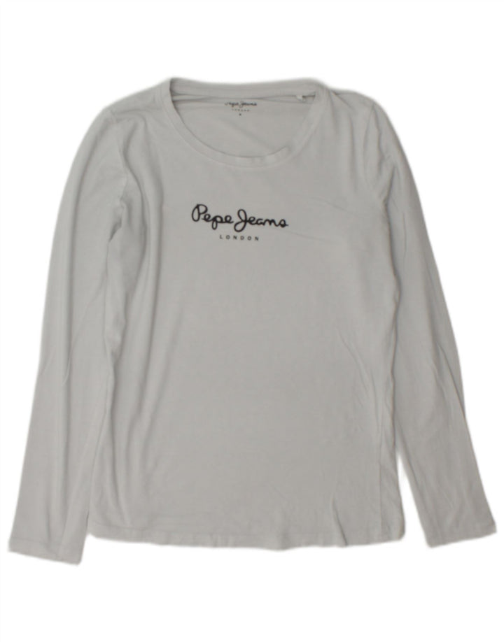 PEPE Jeans Damen Graphic Top Langarm UK 14 Mittelgrau