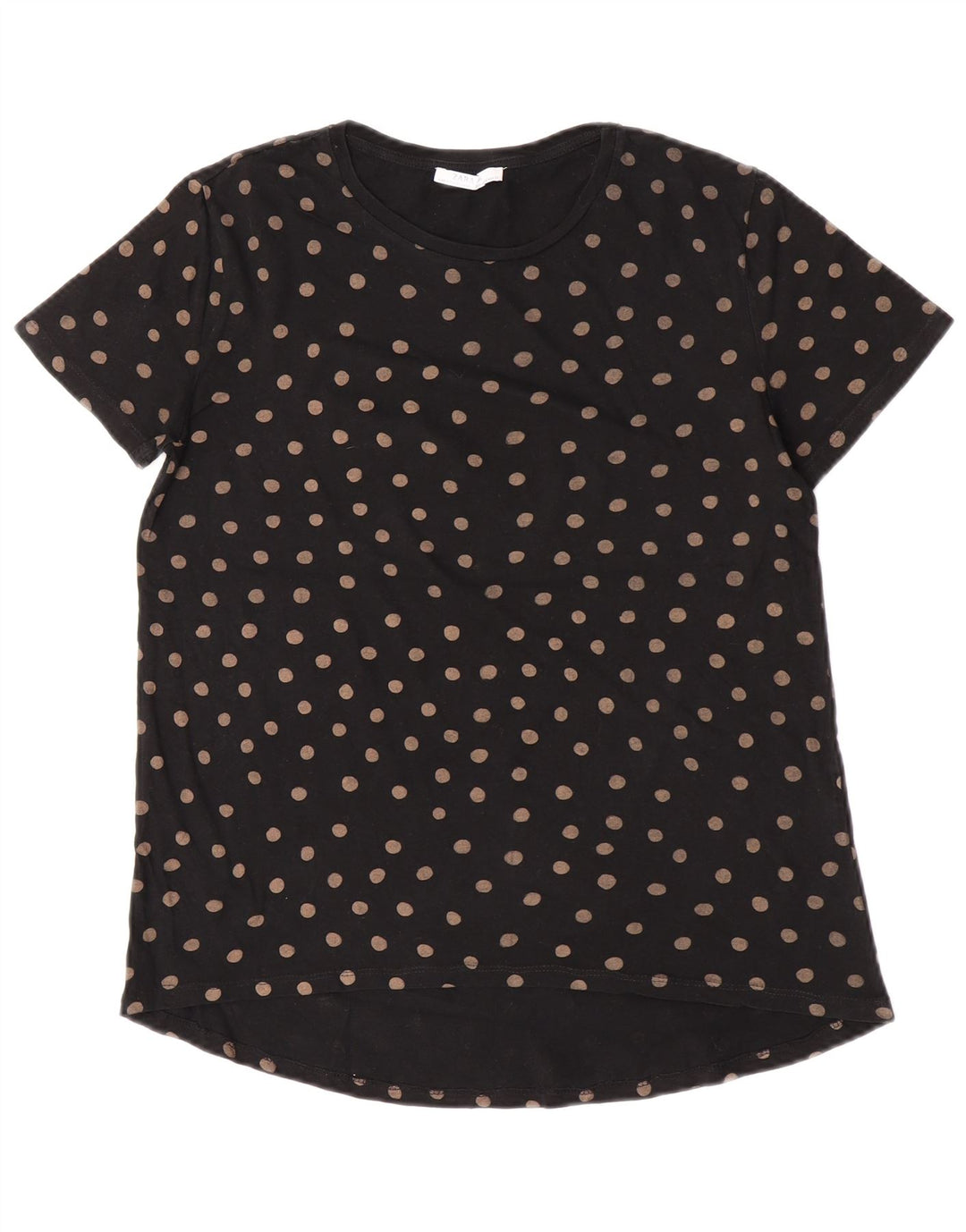 Zara Damen T-Shirt Top UK 10 Small Black Polka Dot