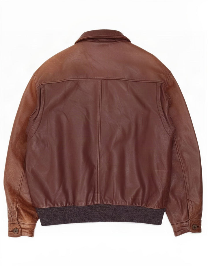 Vintage Herren Lederjacke UK 40 Large Braun Colourblock