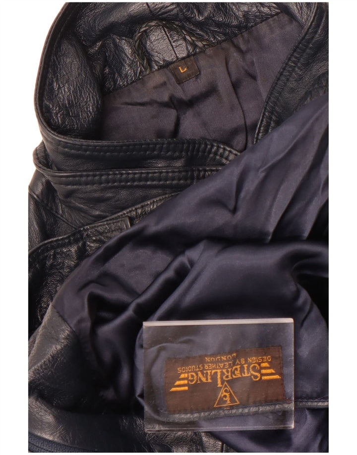 Sterling Herren Lederjacke UK 40 Großes marineblaues Leder