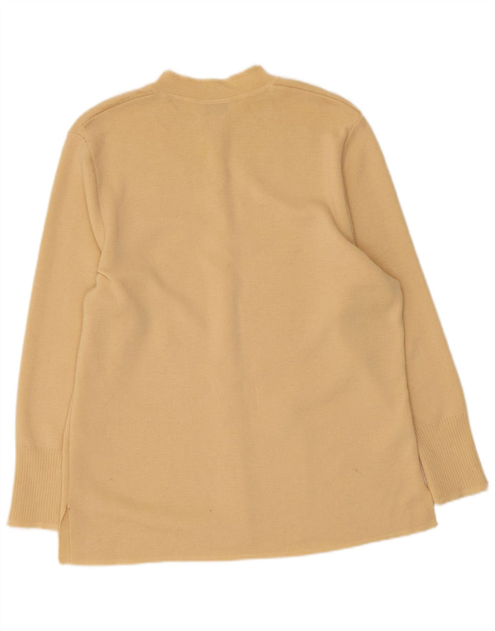 Vintage Damen Cardigan Pullover UK 16 Große Beige Wolle