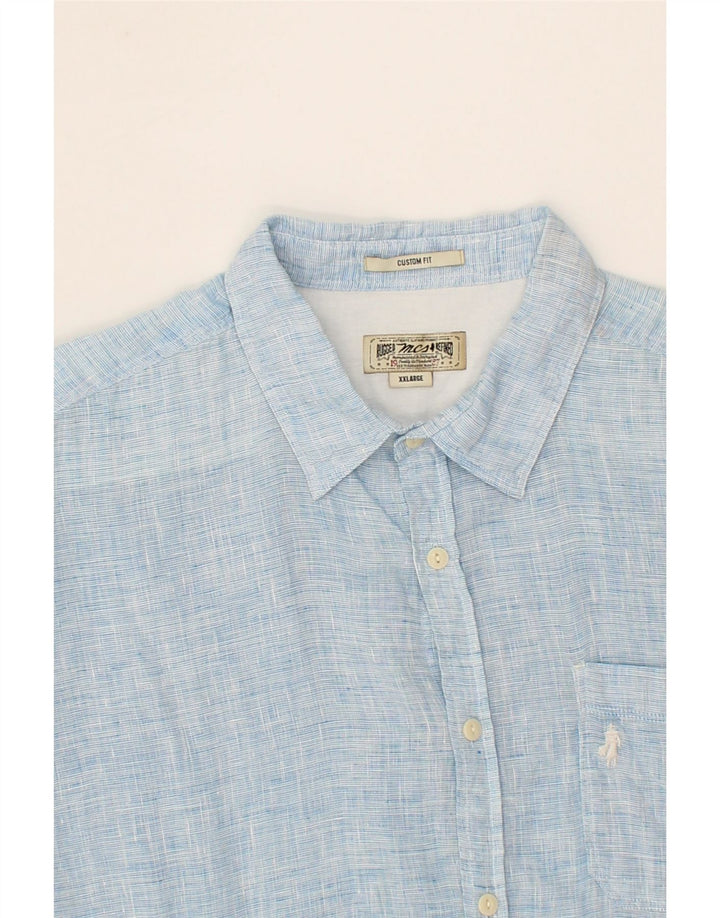 MARLBORO CLASSICS Herren Custom Fit Hemd 2XL Blaues Leinen