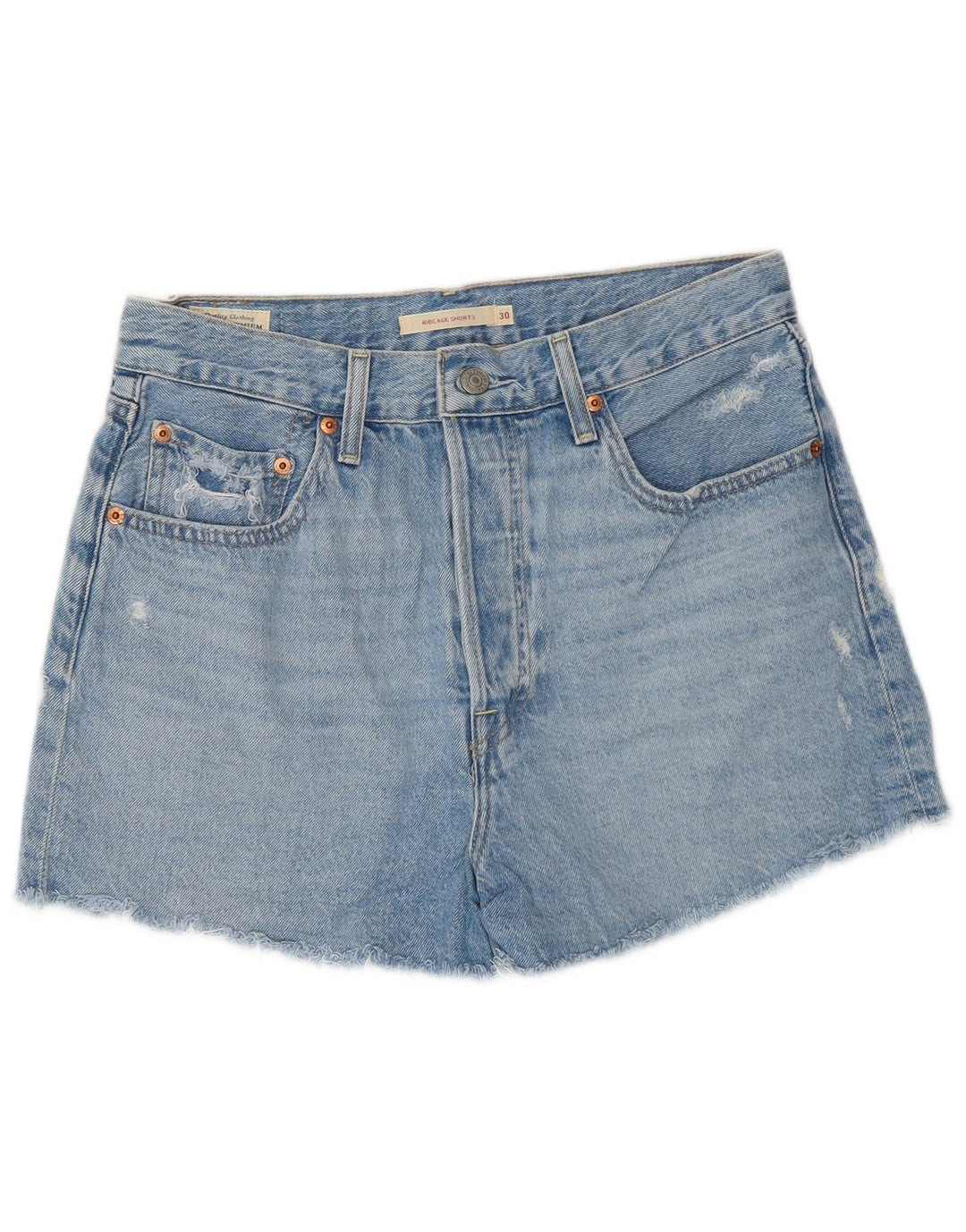 Levi's Damen Ribcage Denim-Shorts mit hoher Taille, W30, mittelblaue Baumwolle