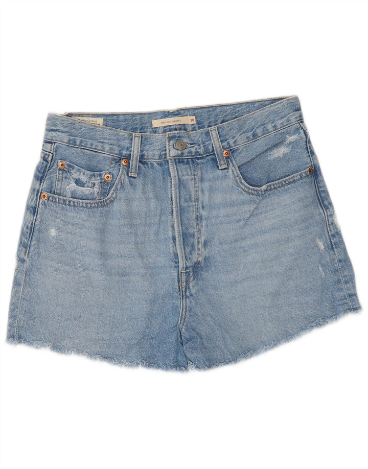 Levi's Damen Ribcage Denim-Shorts mit hoher Taille, W30, mittelblaue Baumwolle