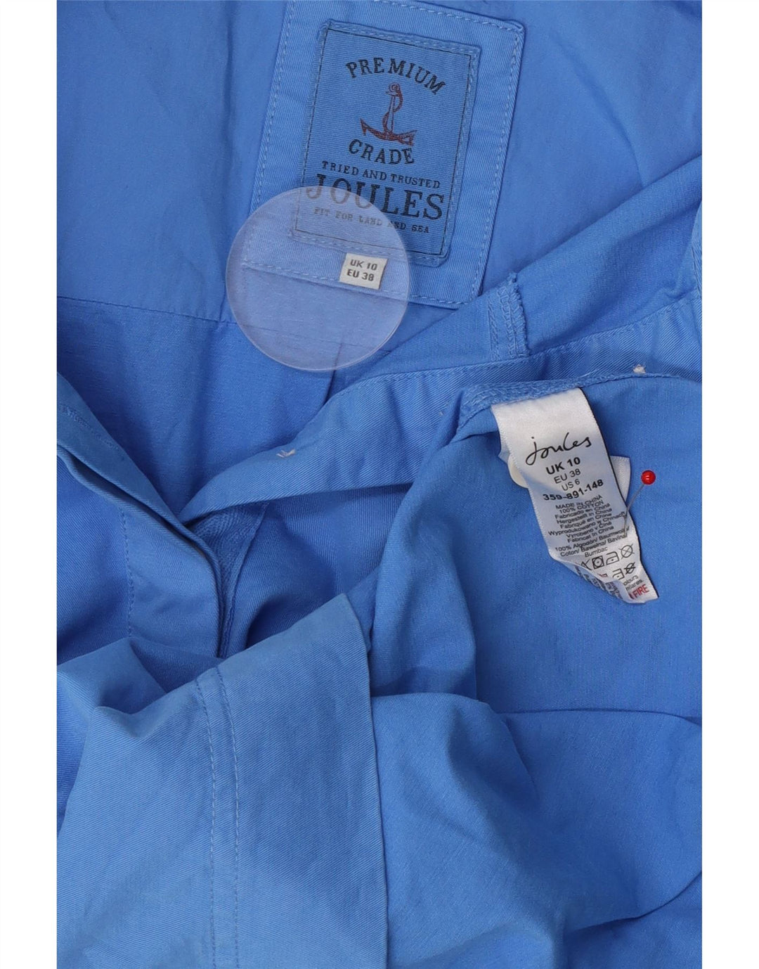 Joules Damen-Pullover-Hemd in Übergröße, UK 10, Größe S, Blau, Baumwolle