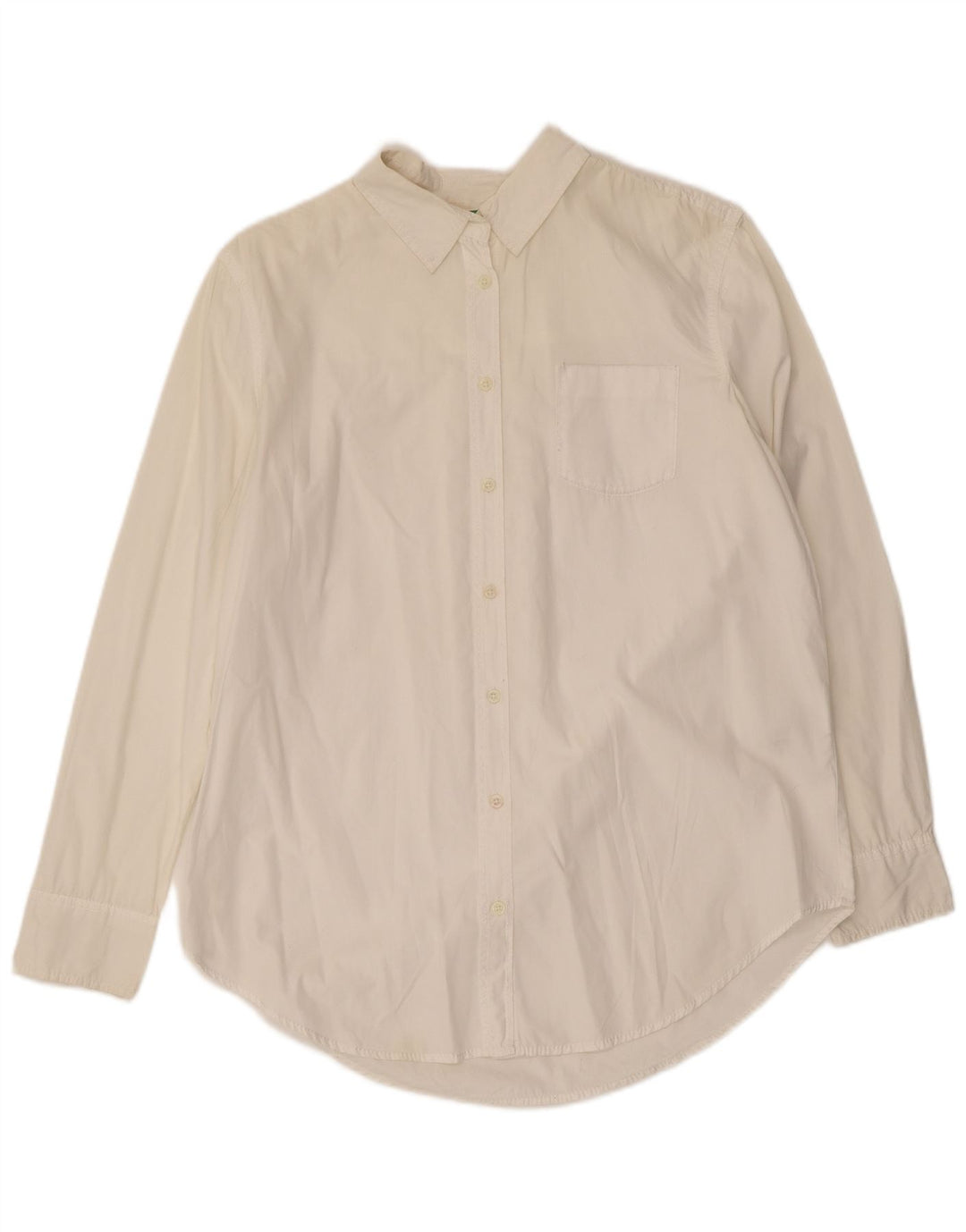 BENETTON Damen-Oversize-Hemd, UK 6, XS, weiße Baumwolle