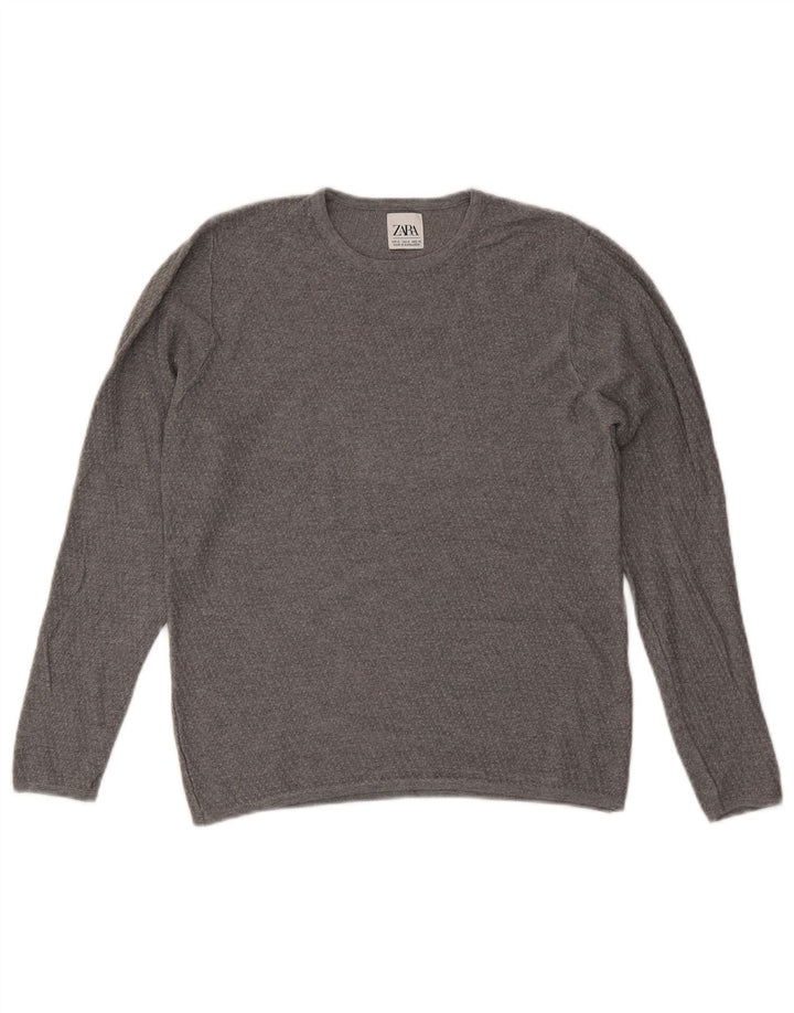 Zara Herren-Pullover mit Rundhalsausschnitt, mittelgrau