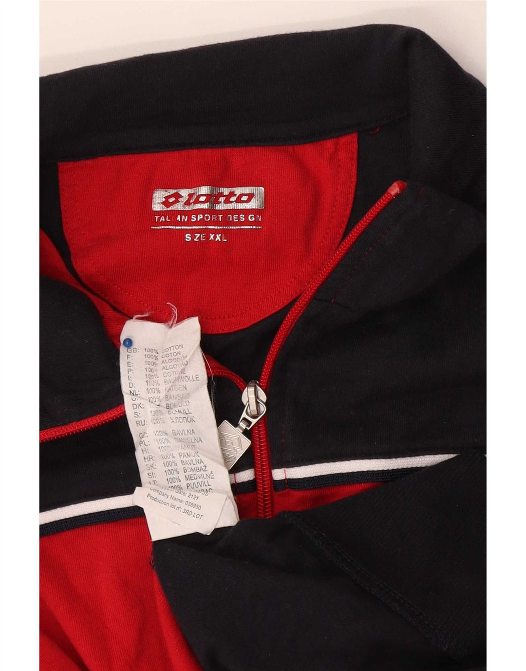 Lotto Herren-Trainingsanzug-Oberteil, Jacke, 2XL, rote Farbblock-Baumwolle