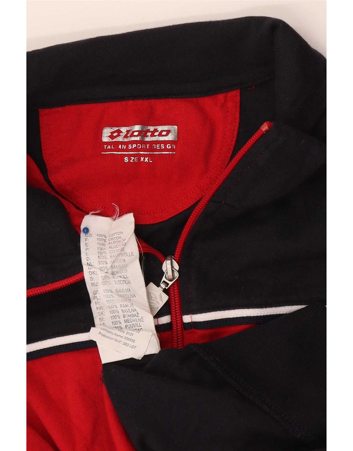 Lotto Herren-Trainingsanzug-Oberteil, Jacke, 2XL, rote Farbblock-Baumwolle