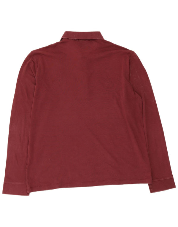 Hugo Boss Herren Langarm-Poloshirt mit normaler Passform, XL, Burgunderrot, Baumwolle