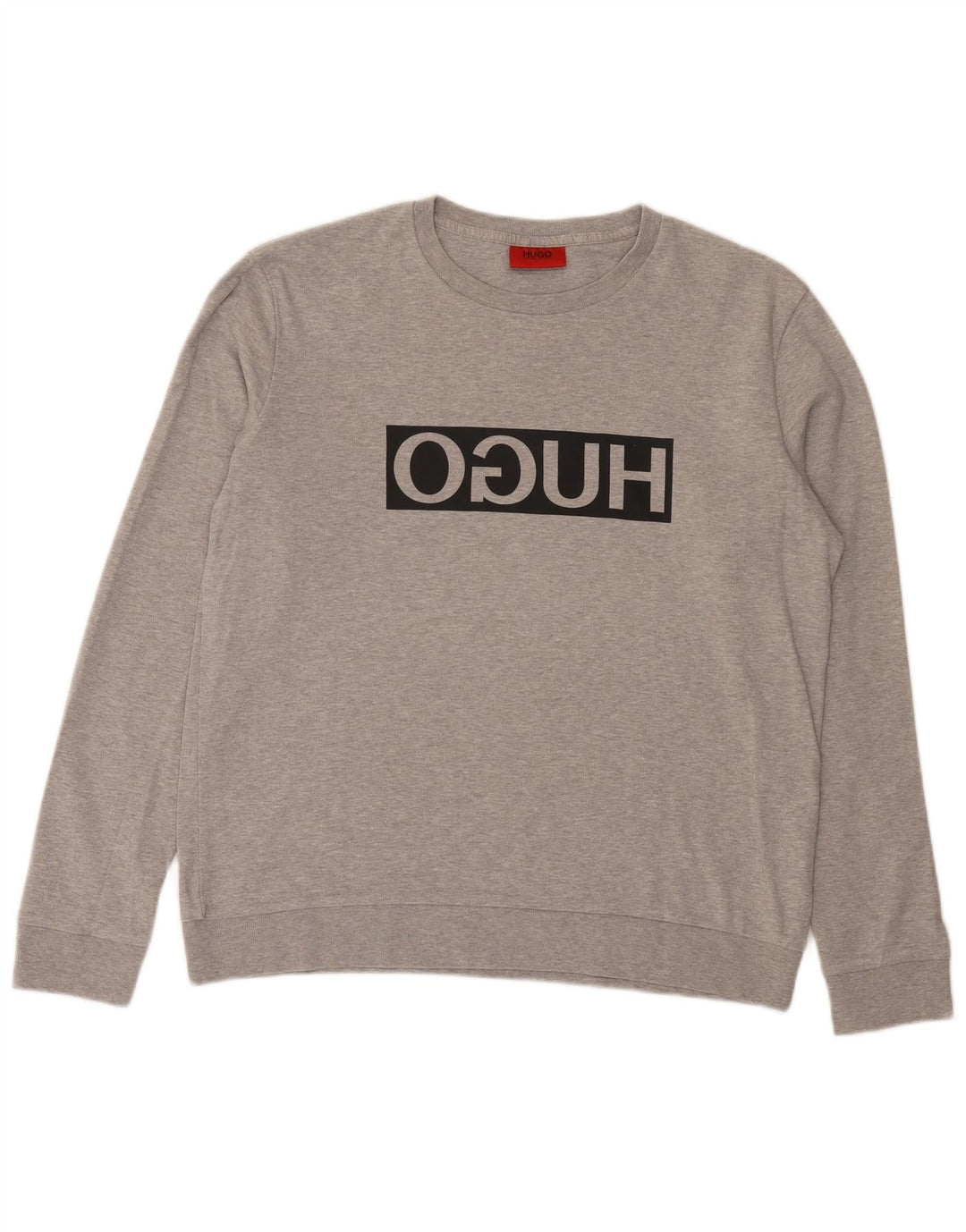 Hugo Boss Herren-Sweatshirt mit Grafik, groß, graue Baumwolle