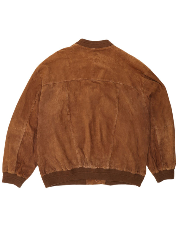 Authentische Wildleder-Bomberjacke für Herren, UK 44 2XL, braunes Leder