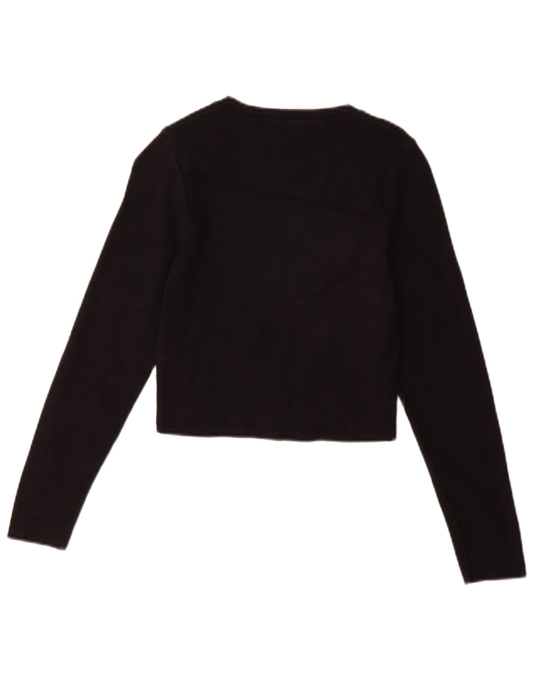 Zara Damen Crop Top Langarm UK 14 Große schwarze Viskose