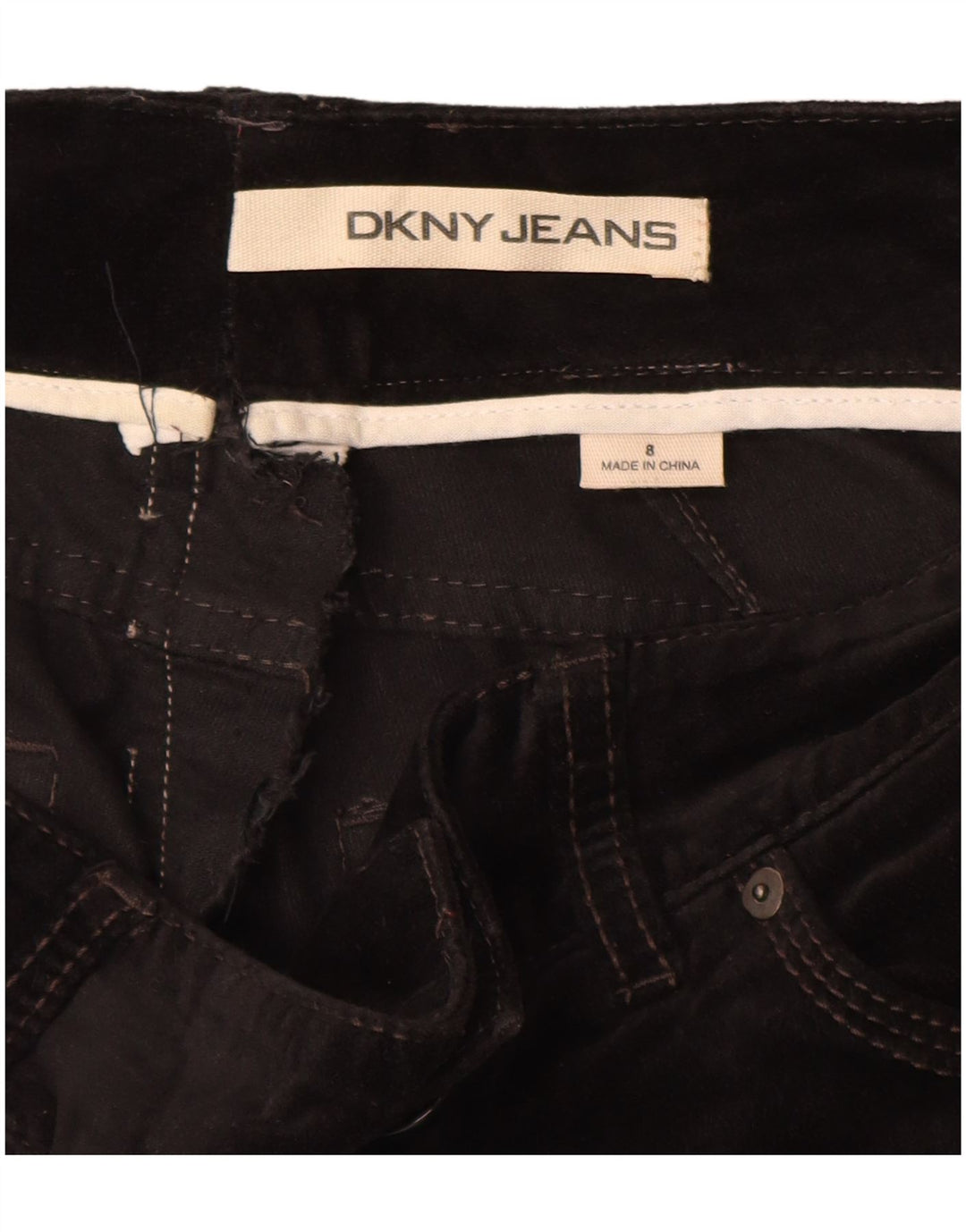 DKNY Damen Gerade Samt-Freizeithose US 8 Medium W30 L33 Schwarz