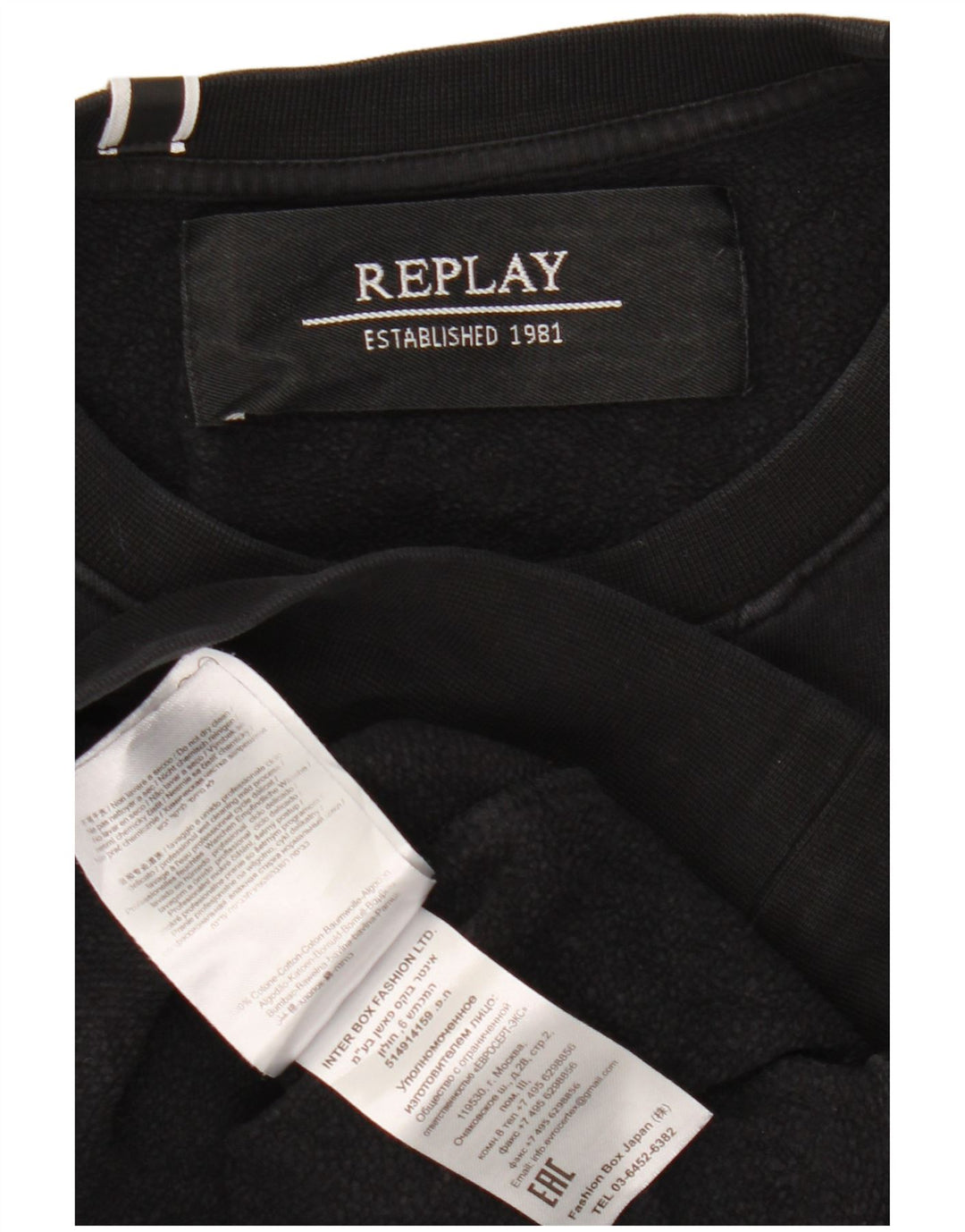 Replay Damen-Sweatshirt-Pullover UK 16 Large Schwarz Baumwolle