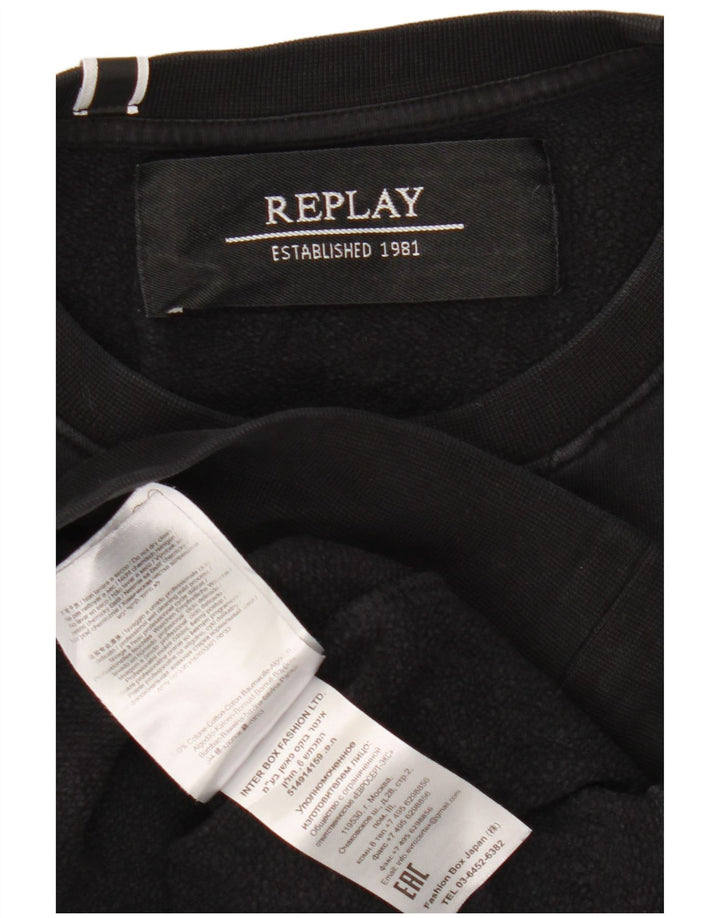 Replay Damen-Sweatshirt-Pullover UK 16 Large Schwarz Baumwolle