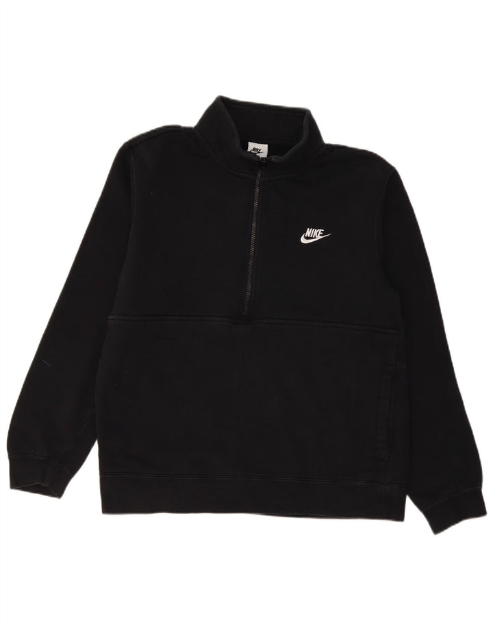 Nike Herren-Sweatshirt mit Reißverschluss am Hals, mittlere schwarze Baumwolle