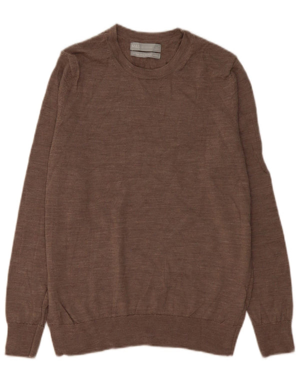 Marks & Spencer Damen-Pullover mit Rundhalsausschnitt, Gr. 14, mittelbraun gefleckt