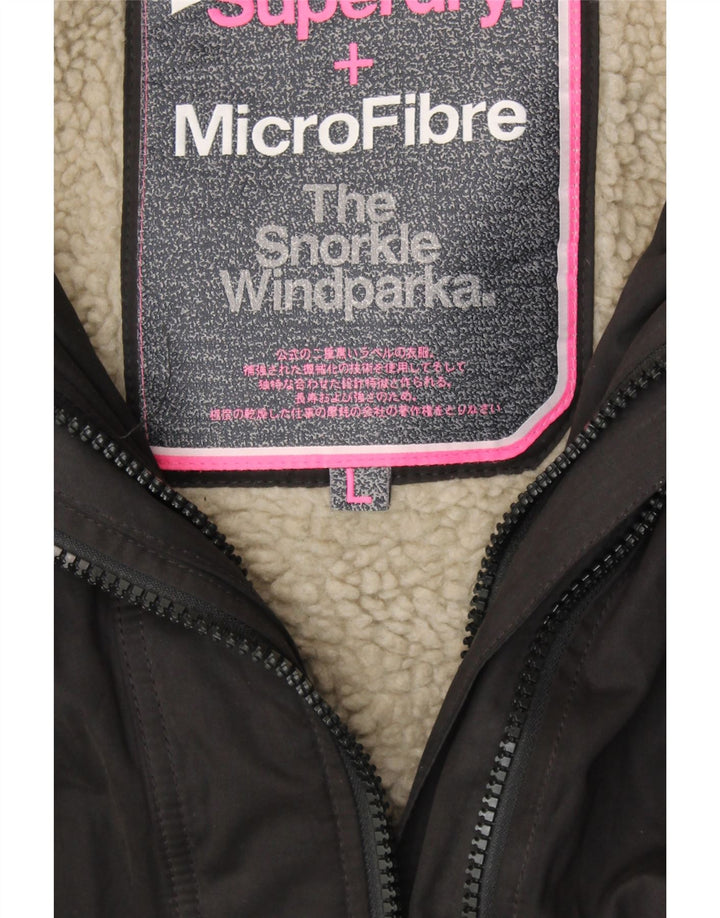 SUPERDRY Damen Windparka Kapuzen-Windjacke UK 16 Large Schwarz