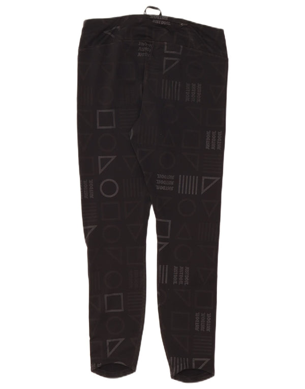 Nike Damen Dri Fit Graphic Leggings UK 14 Medium Schwarz Geometrisch